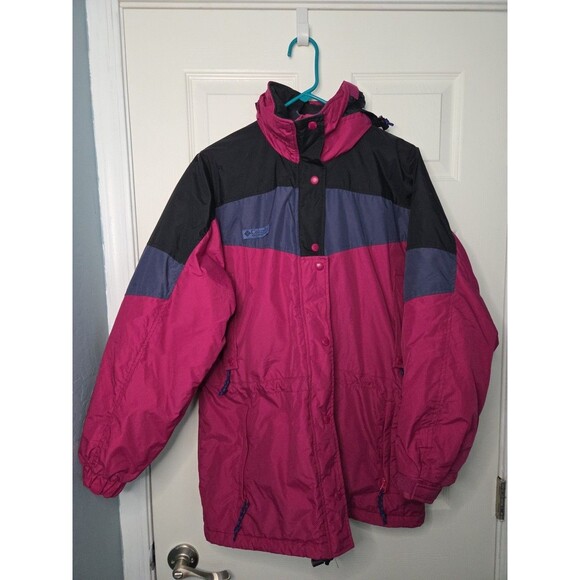 Women’s Columbia Sportswear Winter Ski Coat Jacket Sz M Black/Navy/Burgundy EUC - Picture 1 of 15